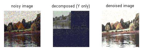 Results show that noise is removed, but there is small amount of color artifacts. Further work is to be done to rectify this defect. FIGURE 7: Denoising of Speckle Noise from Color Image.