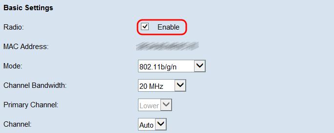 Configuration of 2.4 GHz Basic Radio Settings Step 1. Check the Enable check box in the Radio field to enable the radio interface.