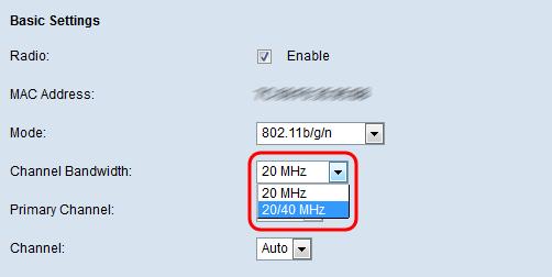 Step 3. Choose the channel bandwidth for the radio from the Channel Bandwidth drop-down list. The options are described as follows: 20 MHz Restricts the use of channel bandwidth to a 20 MHz channel.