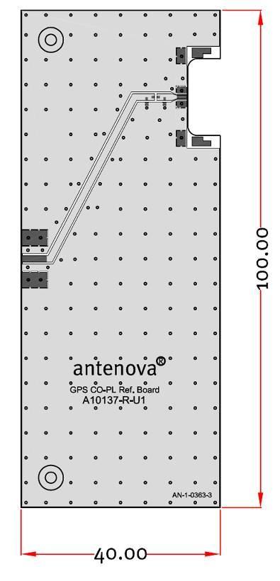 10-3 Antenna placement Antenova M2M strongly recommends placing the antenna at the edge of the board with a cut out area as shown in the antenna footprint (Section 9).