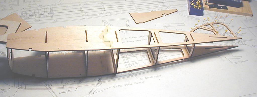 Fuselage Nose Filler Balsa Blocks Frame Construction Detail Join the two frames over the plan with cross braces
