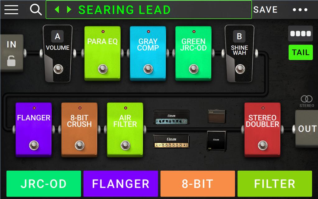 Operation This chapter describes the HeadRush Gigboard s functions. Main Screen Overview Tap to view setlists. Tap and drag this bar downward to view list of rigs.