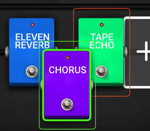 This button toggles between the different routing options for a rig. This button enables or disables reverb and delay tails when switching to another rig.