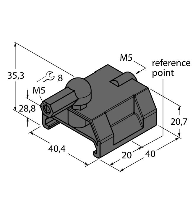 P1-LI-Q25L 6901041 Guided positioning element for Li-Q25L, inserted in the sensor guide.