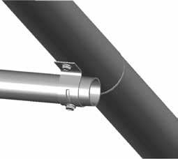 Move to the other upper pipe joint on the inside rafter, place a cross-connector over the joint, and repeat the steps to