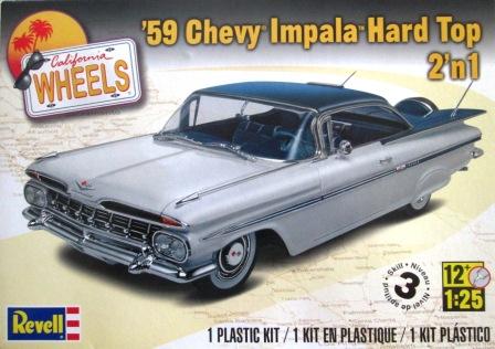 For the modeler: This review covers the Revel 1:25 scale Kit #85-4315; 1959 Chevy Impala Hard Top 2 n 1 from the California Wheels Series.