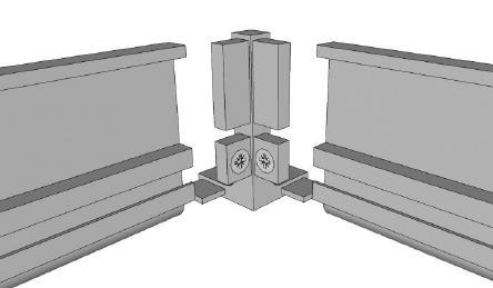 Profile when applying a corner post or internal corner doors and connects into two Top Rail Profiles.