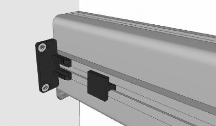 slide connector to clip into the securing bracket and hold rail in place.