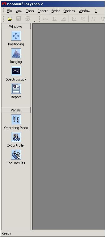 The Easyscan 2 software controls the most of the microscope functions. The main window is illustrated below.