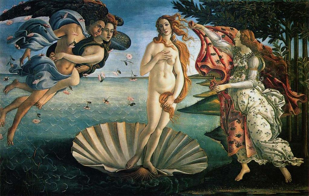 symmetrical In this painting by Botticelli balance is achieved simply by dividing the picture vertically with the figure of Venus and