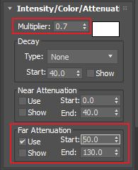 7. Click on the color swatch next to the Multiplier spinner and in the Color Selector set the following RGB color values: