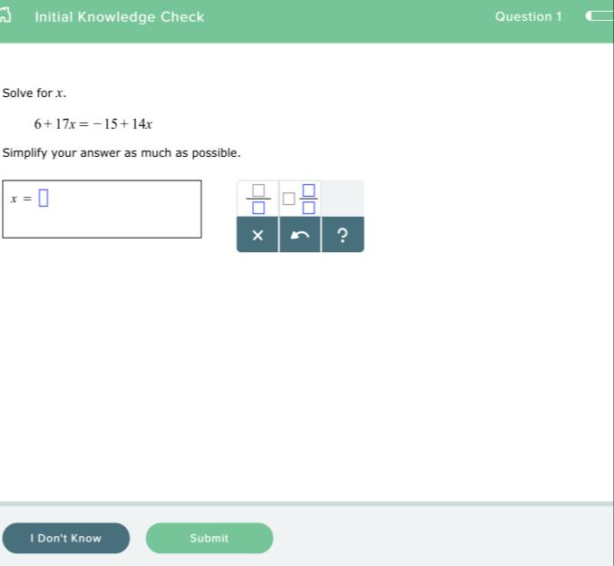 In this tutorial you will learn how to enter mathematical answers using the ALEKS system. When you are prompted to take the Tools Tutorial, click Get Started to begin.
