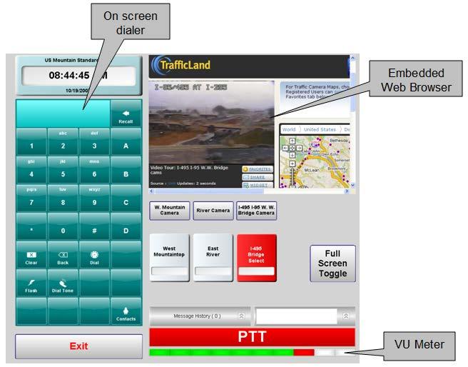 Scout VoIP Console System Overview In this example, a row of pads are configured to control an embedded web browser to access traffic cameras.
