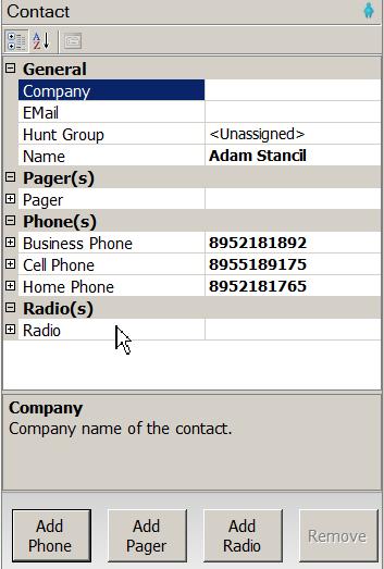 phone, and radio numbers can be added.