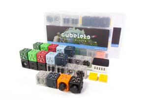 Pre-K and elementary school students. Includes 54 SENSE, THINK, and ACT Cubelets, Brick Adapters, storage, and a 5-port battery charger.