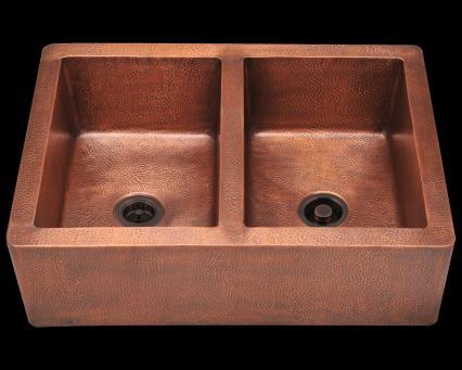Style No 912 Review (1) Dimensions: 35 1/8" x 24 3/4" x 9 7/8" Dimensions: 33 1/8" x 20 1/4" x 9 3/8" The 912 are 2 equal double bowls handcrafted pure mined copper Sink is made from 99% pure-mined 3