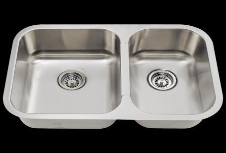 Offset drain (Not included): Style No 502A Review (86) Dimensions: 32 1/2" x 18 1/4" x 9 1/4" Dimensions: 32 1/4" x 18" x 9 1/4" The 502A equal double bowl under