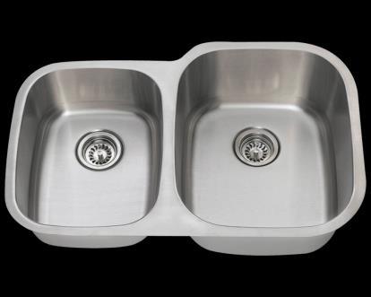 Center Drain Style No 503L Review (16) Dimensions: 32" x 20 3/4" x 9 1/4" The 503L offset double bowl under mount sink is constructed from 304 grade