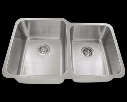 Dimensions: 32" x 20 3/4" x 10" Dimensions: 32" x 20 3/4" x 10" s Warranty: Style No 513L Review (13) The 513L offset double bowl under mount sink is constructed from 304 grade stainless steel and