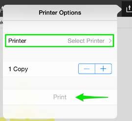 Choose the printer you wish to send your document and select Print from the options provided.
