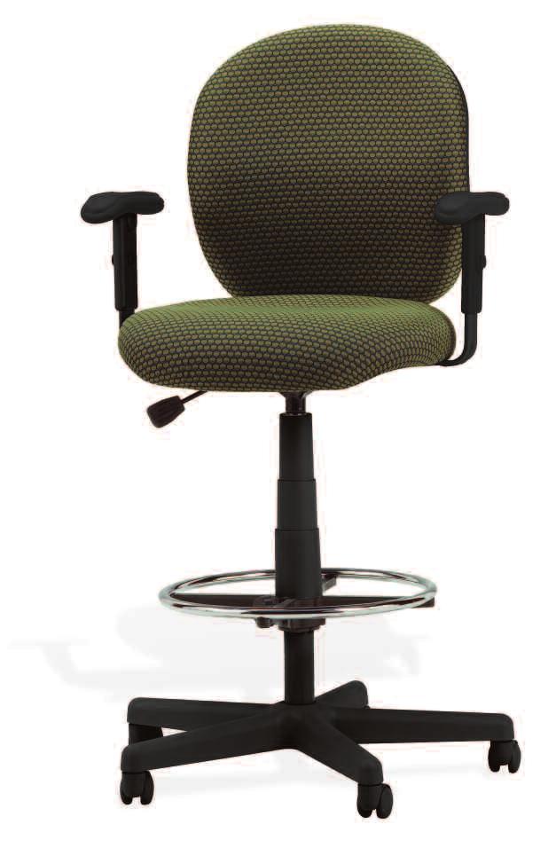 sterling 2 seating FamIly adjustable stool As workers spend more time at their workstations, comfort and adjustability