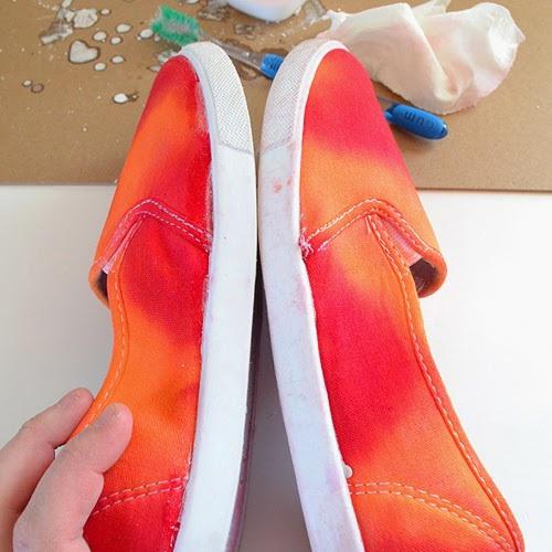 Most of the time your rubber sole won't take on a bunch of color from the dye, but sometimes with stronger colors, like red, they'll take on the slightest tinge.