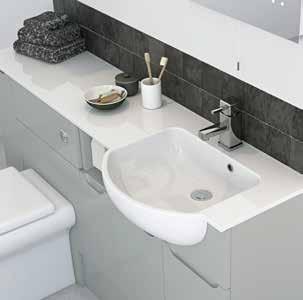 Main image: Light Grey Gloss Arco Worktop Mineral Cast Basin with RH Combined Worktop with 15mm Rim Contemporary