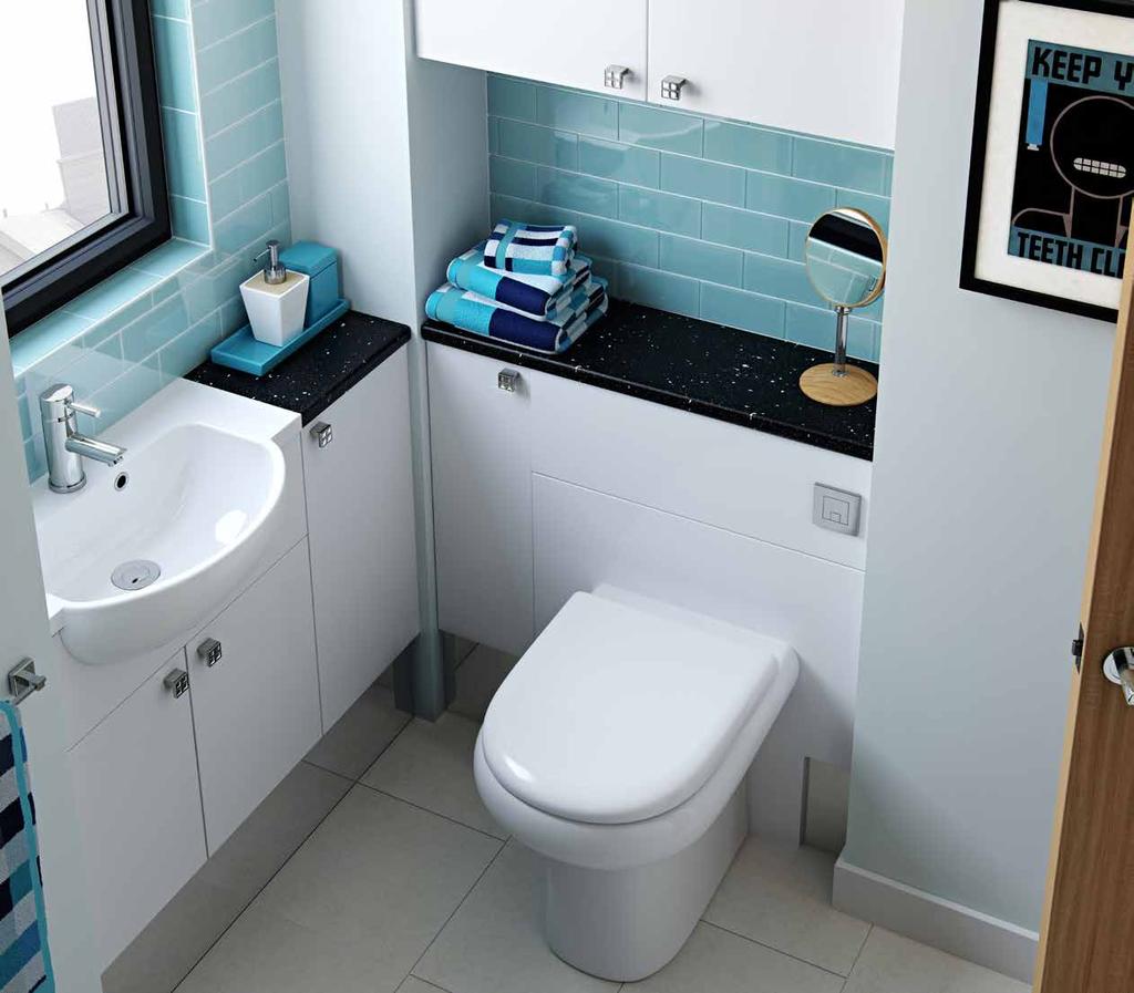 This small cloakroom with its simple design and feature mirrored plinth creates a feeling of