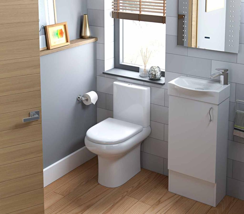 A small cloakroom space made functional with the use of a shallow depth stand alone