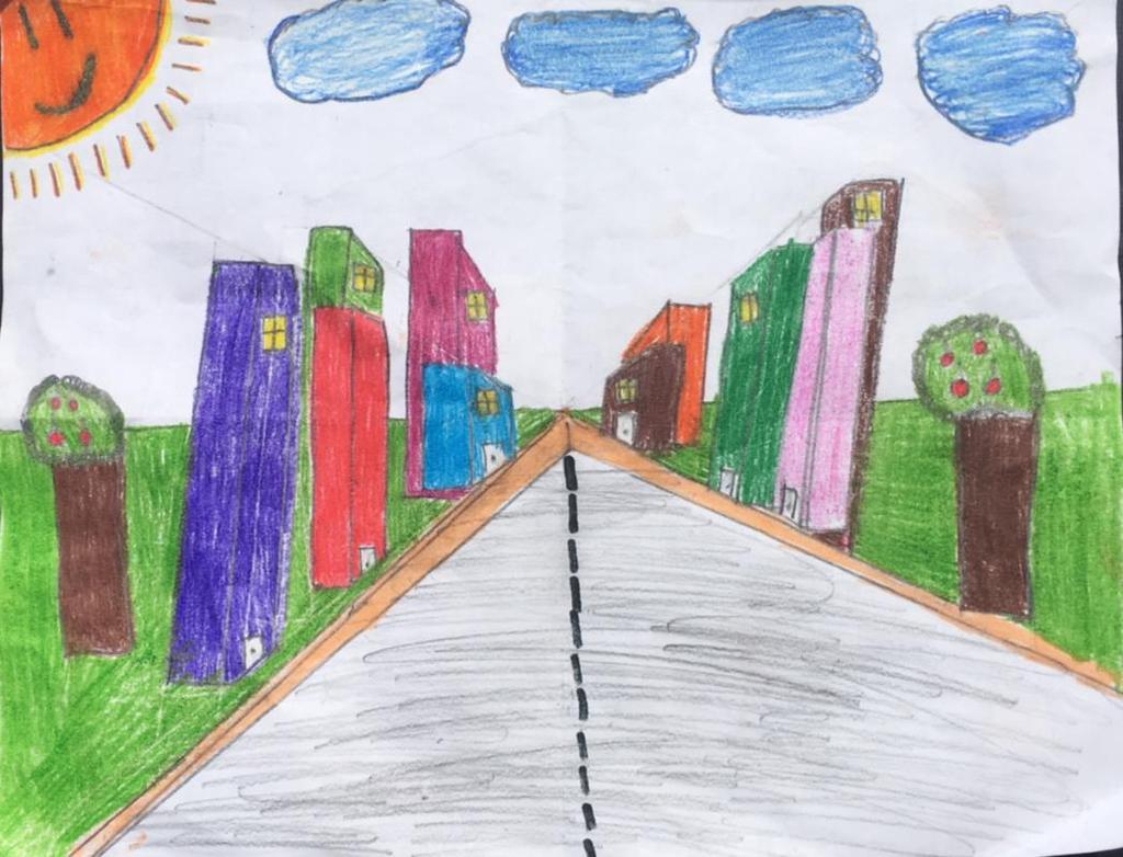 Point A: Pre Point B: Student 2 was not able to show they understood how to make a building 3D using linear perspective. There buildings are flat shapes that have no depth.
