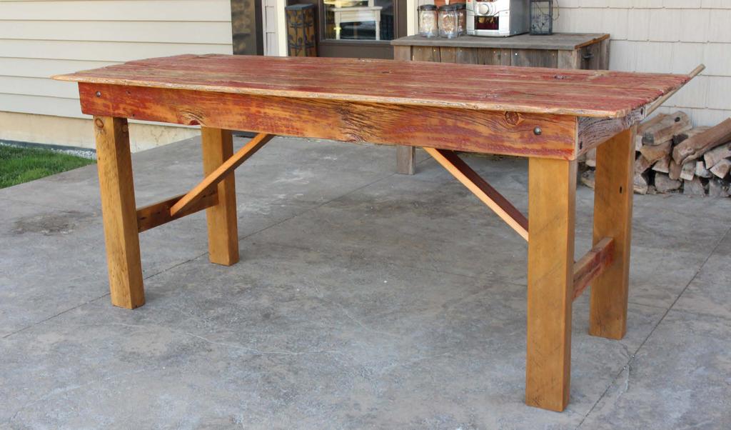 Old Red Barn Door Dining Table This 77 x 29 x 32 Red Barn Door Dining Table is made from a barn door salvaged from near Rockwood Ontario.