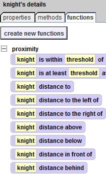 The Final Scene functions to the rescue Now go to knight s functions tab. Find distance in front of.