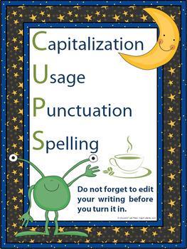 Checklist for Conventions Writing is carefully edited (1) Follow the rules for C.U.P.S. (2) Use appropriate capitalization. (3) Use standard usage and grammar. (4) Use correct punctuation.