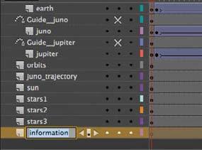 Attaching Layers to the Camera for Fixed Graphics There s one last item to add to the animation of the Juno spacecraft, and that s the informative captions that pop up to explain the different parts