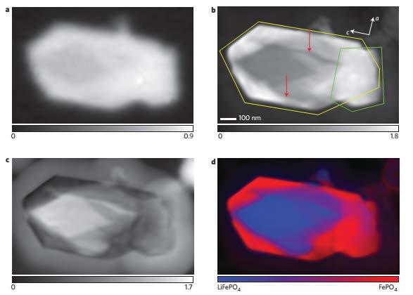 ptychography spectromicroscopy of Partially delithiated LiFePO4 nanoplate Sample is scanned at 60nm ZP focus with 40 nm