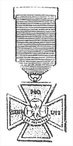 Valour Award 1. H1053 2. POR (British, 1919) 3. 1919-1936 4. Maltese cross; silver; metal: with text FOR SAVING and LIFE around British Trefoil, suspended from bar and blue ribbon. 5.