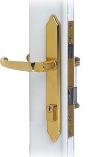 color matched to door and adjusts to uneven sills Reversa-Hinge for right or