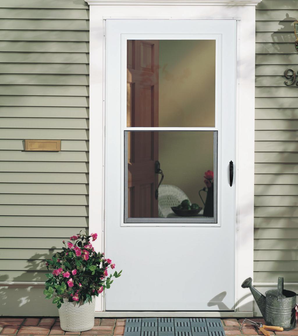 The Single Vent storm doors have a half-screen and provide a single sash for bottom ventilation.