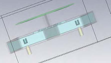 The inner size of the waveguide is 61 x 13 mm and the thickness of the waveguide walls is 2 mm.