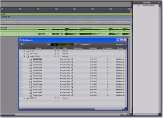 5 Drag the item from the Workspace to the open area in the middle of the Edit window; Pro Tools creates a new audio track containing the song.
