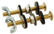 TOILET Tank Levers -PUSH BUTTON Chrome Plated Zinc Handle, 81/2 Brass Arm. Frontal Mount. CLOSET BOLT SET Packed With Open End Nuts and Oval Washers. Sold in 2-Piece Pack. Brass Plated Metal Bolts.