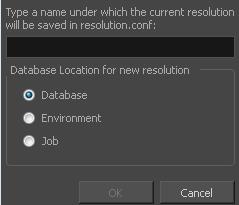 If you are working in Harmony Server, you will be prompter a dialog box asking you to name the new resolution as well as the level at which you want to save the resolution,conf file.