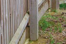 timber posts at each end using one 100mm galvanised wire nail for each rail connection.