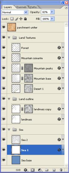 OVERVIEW The Layers Tab of the Finished Map A single coloured texture as the top layer set to multiply or similar will unite all the colours and give your map a dominant colour theme The only colour