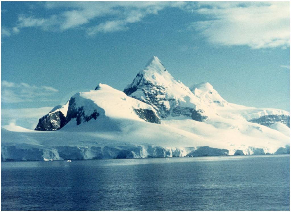 Figure 7. Scenic view along the Antarctic Peninsula, 8 January 1974. more examples of Antarctic wildlife in addition to the tens of thousands of penguins that we saw on Deception Island. 7. What do you hope to research next?