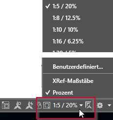 5.4.3 Scale To set the scale, select the viewport and then define the scale via the AutoCAD toolbar.