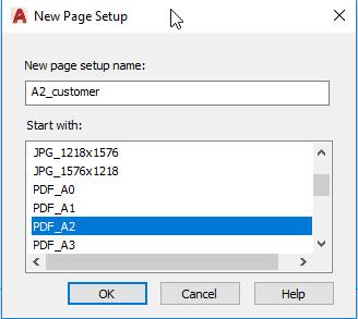 All page setups created for this drawing border are available in the list. These are so-called PC3 files (Plotter Configuration Files).