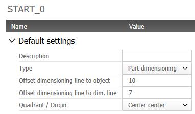 2.3 Examples ( best practices ) In the following, succinct examples are provided to explain the different setting options for dimensioning. 2.3.1 Default settings You begin initially with an empty principle or rather you create a new principle and all existing settings are deleted.