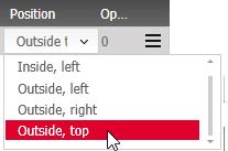 2.3.3 Positioning and quadrant/origin To understand the position settings, first change the position setting in the dimensioning principle from Outside the nearest sides to Outside, top.