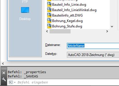 Then save the file using the command SAVEAS. Note Select <Library>\AttDWG as the target path. It is now possible to use this DWG in the annotation principle.